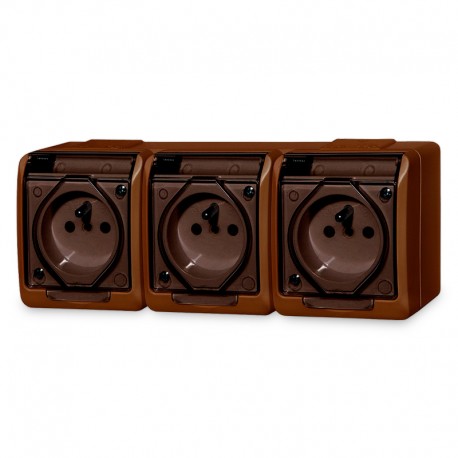 zásuvka vodo GALATEA 3-nás. hnedá/priehľ.  5323-05